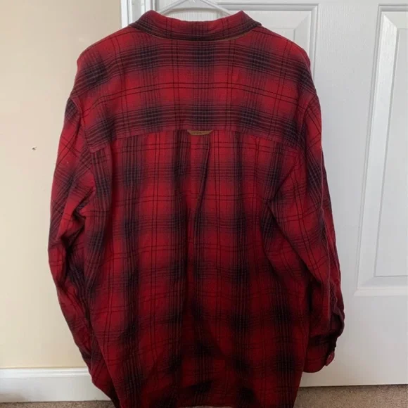Chaps Flannel Plaid Red Fall Autumn Button Down - Picture 5 of 6
